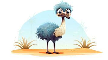 a cute little Ostrich in vector style. Generative AI photo