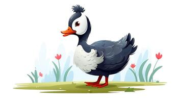 a cute little Muscovy Duck in vector style. Generative AI photo