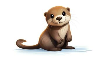 a cute little Otter in vector style. Generative AI photo
