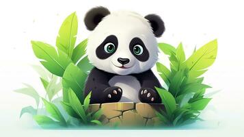 a cute little Panda in vector style. Generative AI photo