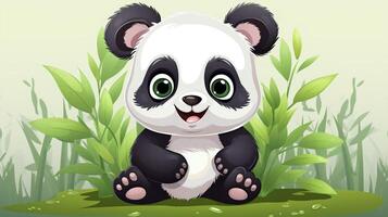 a cute little Panda in vector style. Generative AI photo