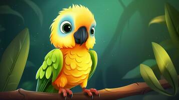 a cute little Parrot in vector style. Generative AI photo