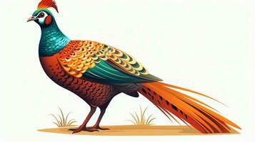 a cute little Pheasant in vector style. Generative AI photo