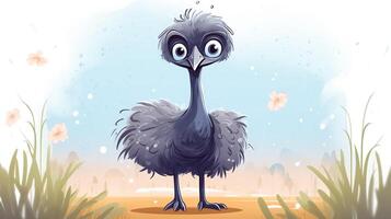 a cute little Ostrich in vector style. Generative AI photo