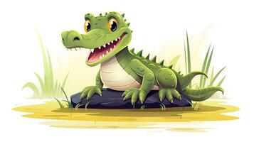 a cute little Nile Crocodile in vector style. Generative AI photo