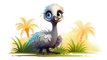 a cute little Ostrich in vector style. Generative AI photo