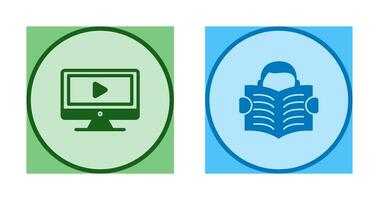 Video Lesson and Reading Icon vector