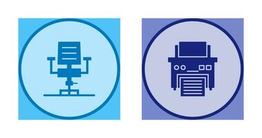 Desk Chair and Printer Icon vector