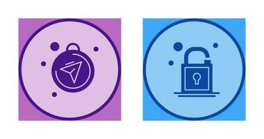 Compass and Open Lock Icon vector