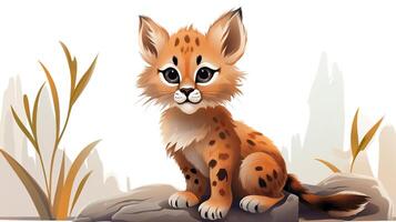 un linda pequeño lince en vector estilo. generativo ai foto