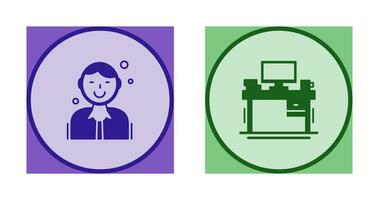 Employee and Desk Icon vector