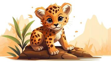 a cute little Leopard in vector style. Generative AI photo