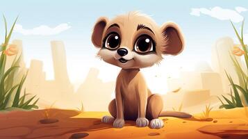 a cute little Meerkat in vector style. Generative AI photo