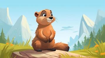 a cute little Marmot in vector style. Generative AI photo