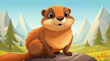 un linda pequeño marmota en vector estilo. generativo ai foto