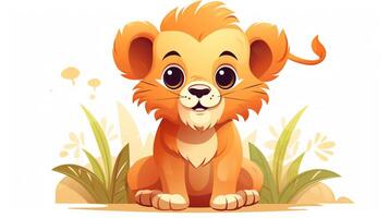 a cute little Lion in vector style. Generative AI photo