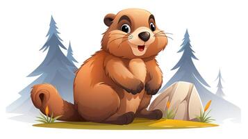 un linda pequeño marmota en vector estilo. generativo ai foto