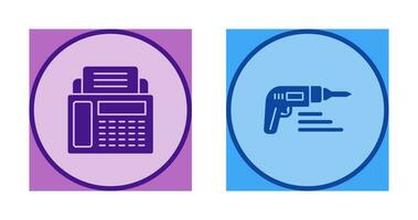 Fax Machine and Drill Icon vector