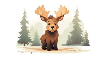 a cute little Moose in vector style. Generative AI photo