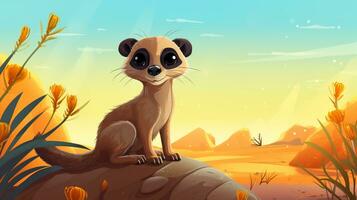 un linda pequeño suricata en vector estilo. generativo ai foto