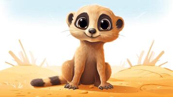 a cute little Meerkat in vector style. Generative AI photo