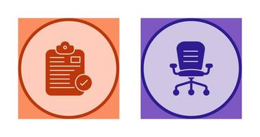 Secure Notepad and Office Chair Icon vector