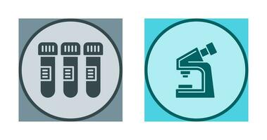 prueba tubo y microscopio icono vector