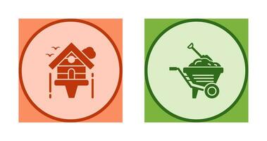 Diging and Birdhouse Icon vector