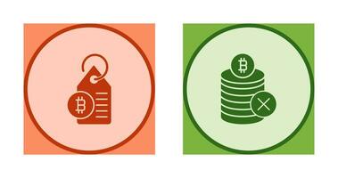 Not Accepted and Bitcoin Label Tag Icon vector