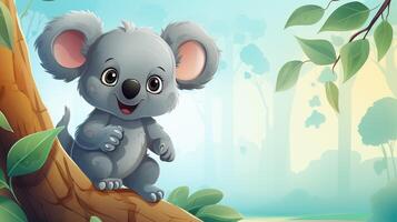 a cute little Koala in vector style. Generative AI photo