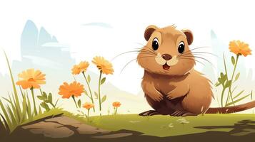 a cute little Lemming in vector style. Generative AI photo