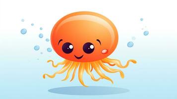 a cute little Jellyfish in vector style. Generative AI photo