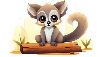 a cute little Lemur in vector style. Generative AI photo