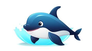 a cute little Killer Whale in vector style. Generative AI photo