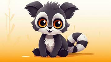 a cute little Lemur in vector style. Generative AI photo