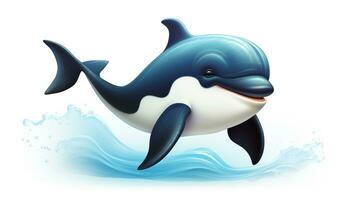 a cute little Killer Whale in vector style. Generative AI photo