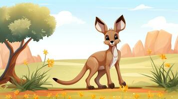 a cute little Kangaroo in vector style. Generative AI photo