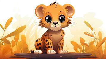 a cute little Leopard in vector style. Generative AI photo