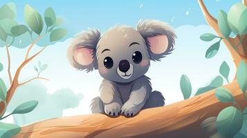 a cute little Koala in vector style. Generative AI photo