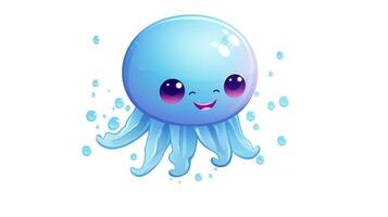 a cute little Jellyfish in vector style. Generative AI photo