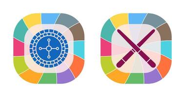 roulette and Pool cue  Icon vector