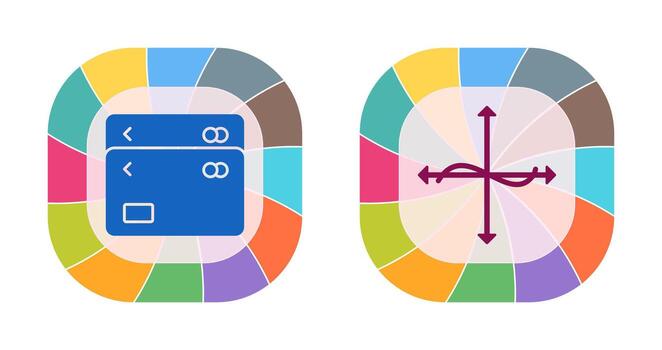 multiple cards and graph  Icon vector