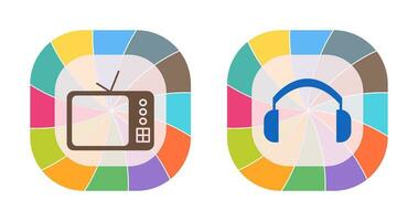 televisión conjunto y auriculares icono vector