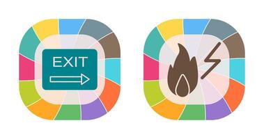 exit and electricity fire Icon vector