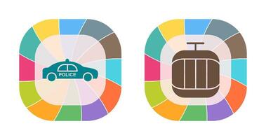 Police Car and Cable Car Icon vector