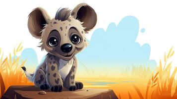 a cute little Hyena in vector style. Generative AI photo