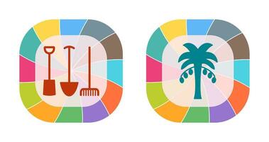 Gardening Tools and Palm tree Icon vector