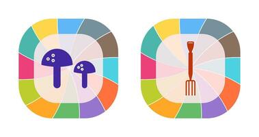 Mushrooms and Gardening Fork Icon vector