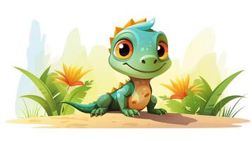 a cute little Iguana in vector style. Generative AI photo