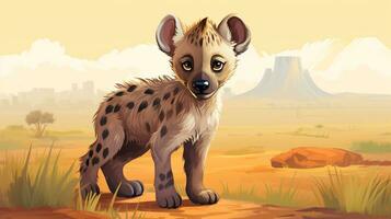 a cute little Hyena in vector style. Generative AI photo